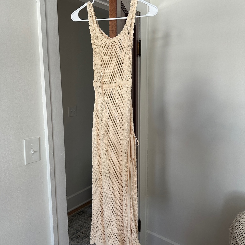 Camila Coelho Cream Crochet Maxi Swim Coverup Dress - Picture 3 of 4